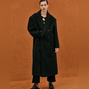 Source Unknown Wallis Oversized Grandpa Coat, Black